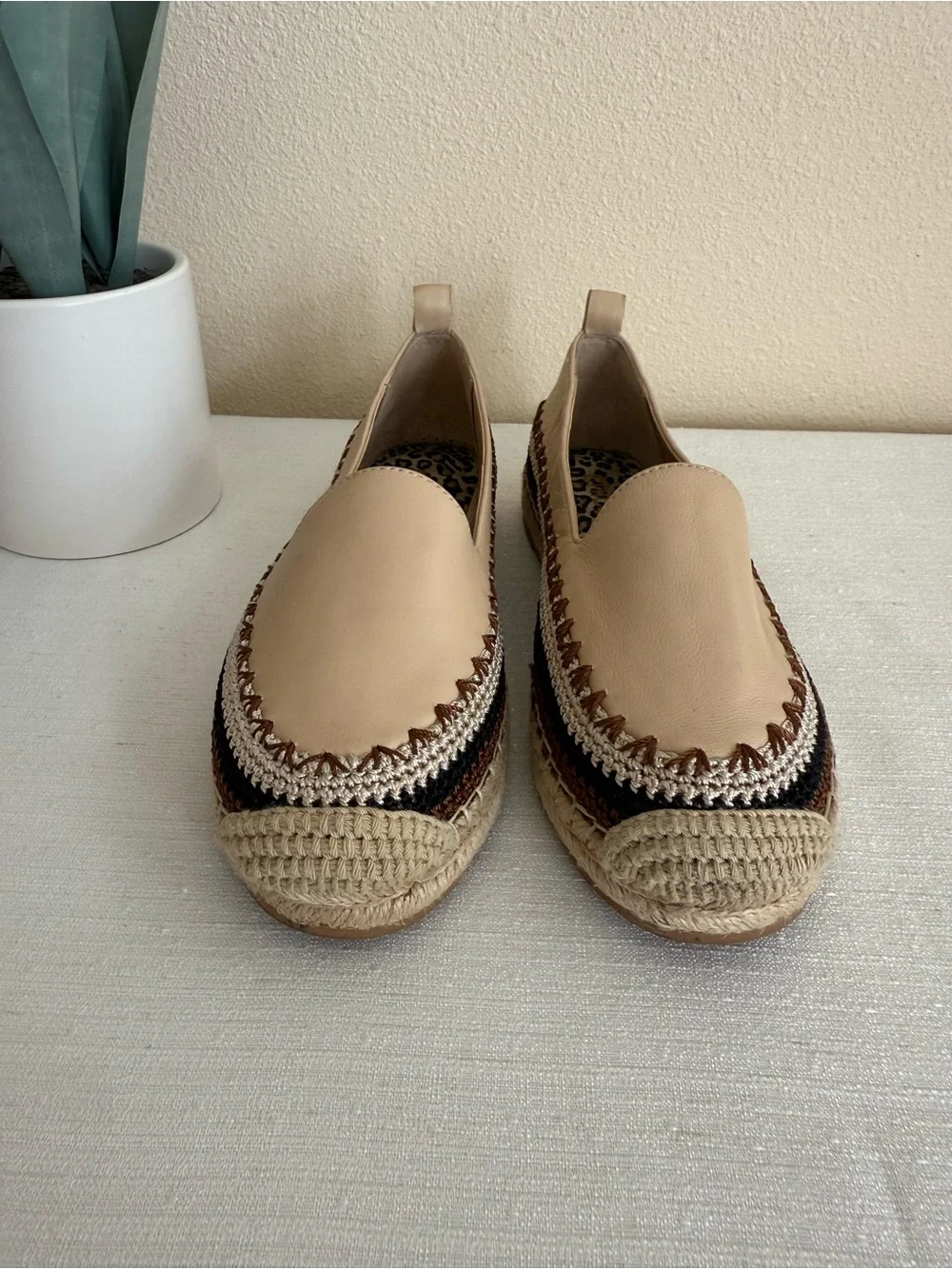 New ChicoBeige Leather Espadrille Slip-On Loafer - Women